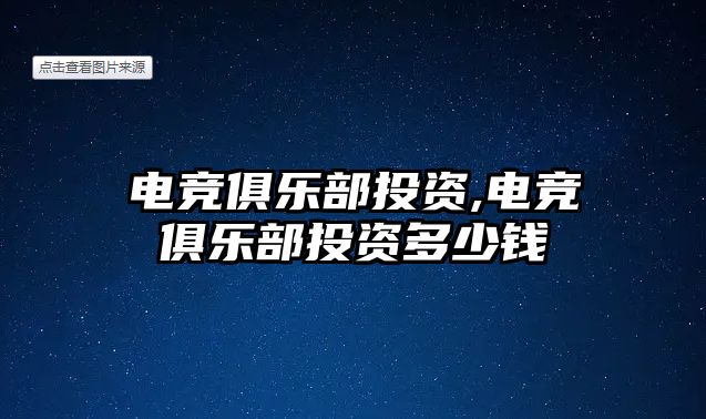 電競俱樂部投資,電競俱樂部投資多少錢