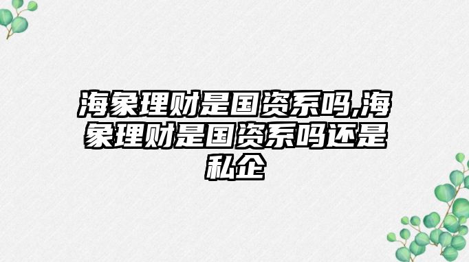 海象理財是國資系嗎,海象理財是國資系嗎還是私企