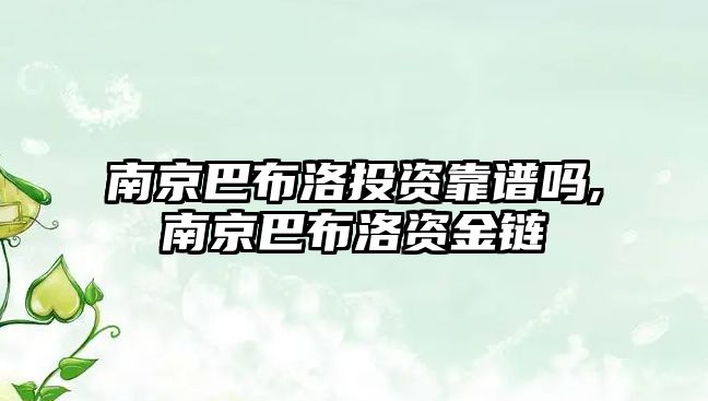 南京巴布洛投資靠譜嗎,南京巴布洛資金鏈