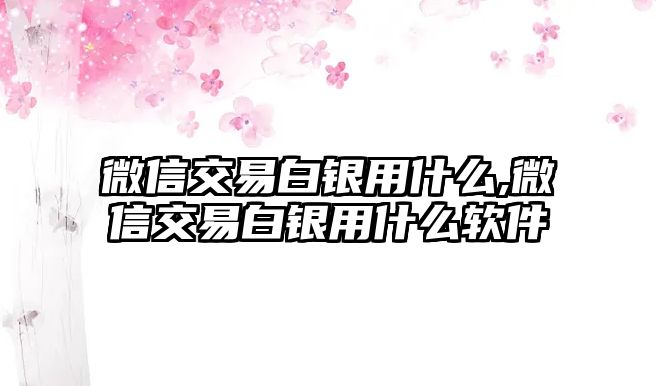 微信交易白銀用什么,微信交易白銀用什么軟件