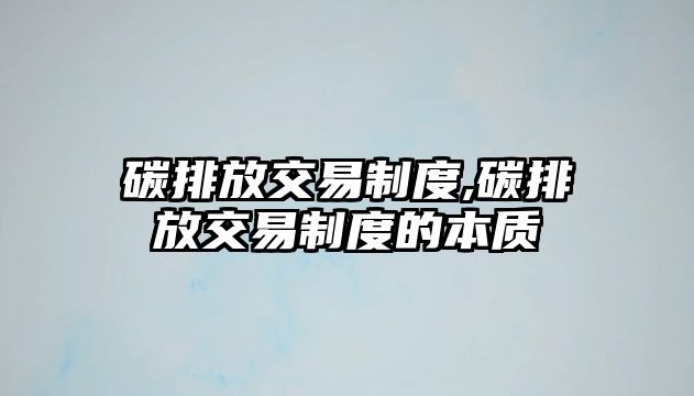 碳排放交易制度,碳排放交易制度的本質(zhì)