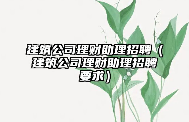 建筑公司理財(cái)助理招聘（建筑公司理財(cái)助理招聘要求）