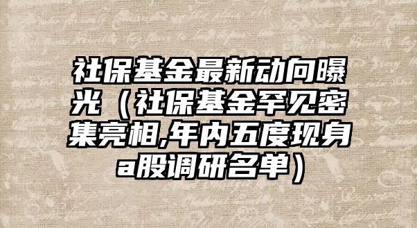 社?；鹱钚聞?dòng)向曝光（社保基金罕見密集亮相,年內(nèi)五度現(xiàn)身a股調(diào)研名單）