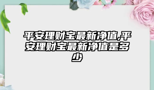 平安理財(cái)寶最新凈值,平安理財(cái)寶最新凈值是多少