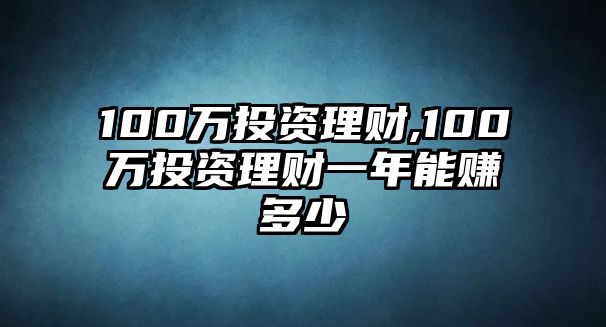 100萬投資理財(cái),100萬投資理財(cái)一年能賺多少