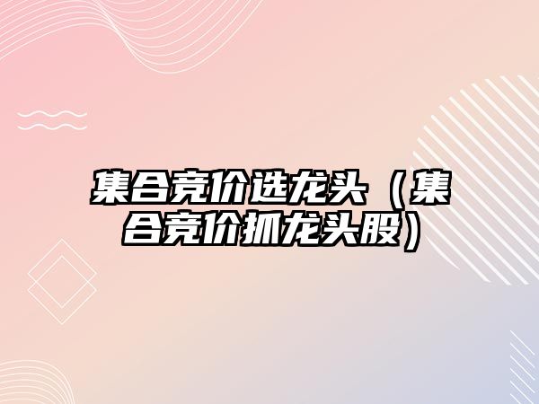 集合競價選龍頭（集合競價抓龍頭股）