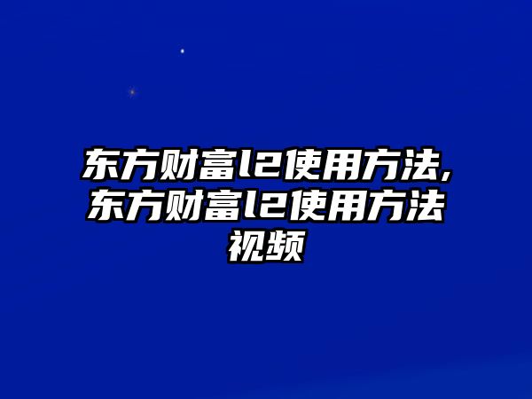 東方財(cái)富l2使用方法,東方財(cái)富l2使用方法視頻