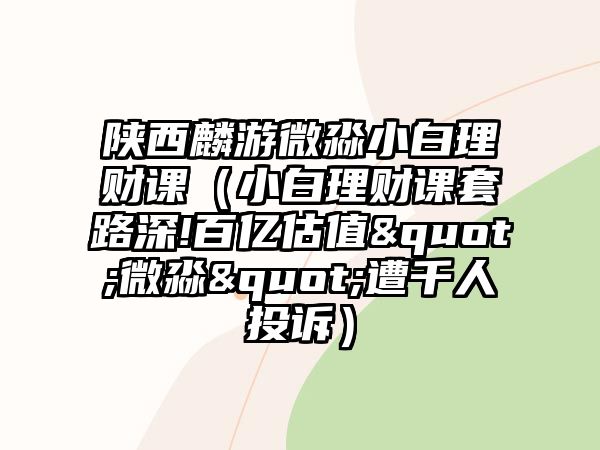 陜西麟游微淼小白理財課（小白理財課套路深!百億估值"微淼"遭千人投訴）