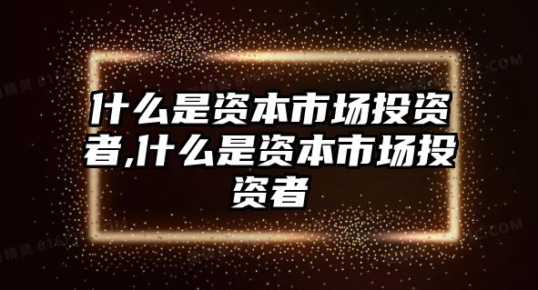 什么是資本市場投資者,什么是資本市場投資者