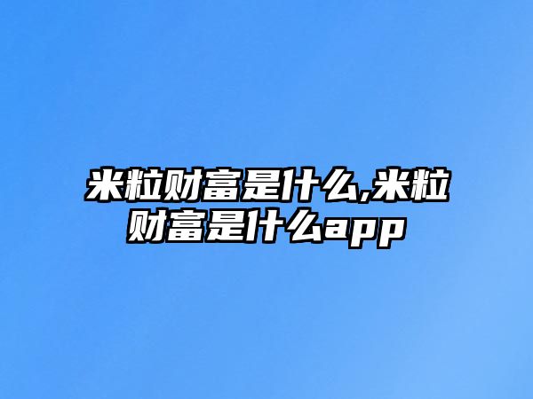 米粒財(cái)富是什么,米粒財(cái)富是什么app