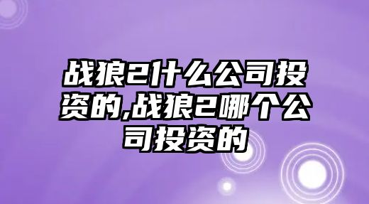 戰(zhàn)狼2什么公司投資的,戰(zhàn)狼2哪個公司投資的