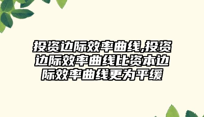 投資邊際效率曲線,投資邊際效率曲線比資本邊際效率曲線更為平緩