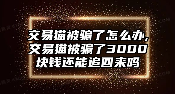 交易貓被騙了怎么辦,交易貓被騙了3000塊錢(qián)還能追回來(lái)嗎