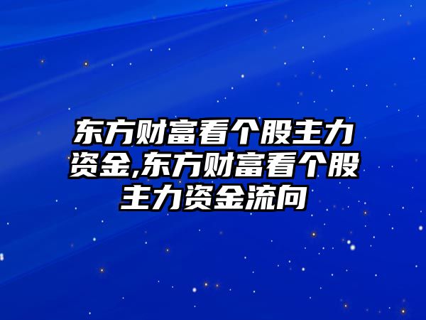 東方財(cái)富看個(gè)股主力資金,東方財(cái)富看個(gè)股主力資金流向