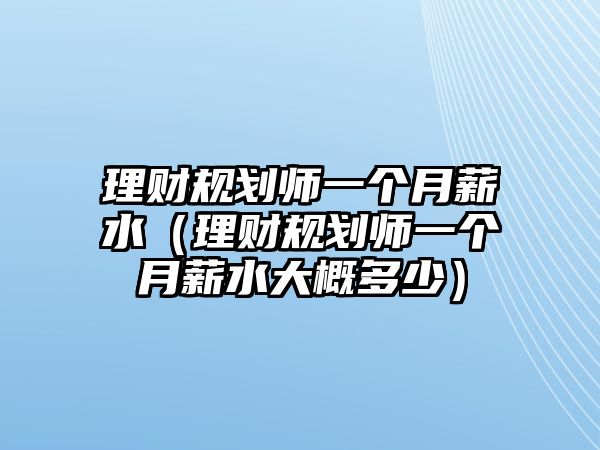 理財(cái)規(guī)劃師一個(gè)月薪水（理財(cái)規(guī)劃師一個(gè)月薪水大概多少）