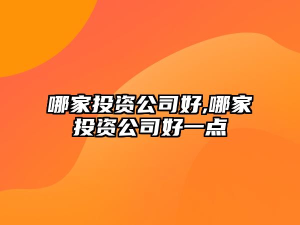 哪家投資公司好,哪家投資公司好一點