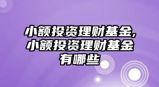 小額投資理財(cái)基金,小額投資理財(cái)基金有哪些