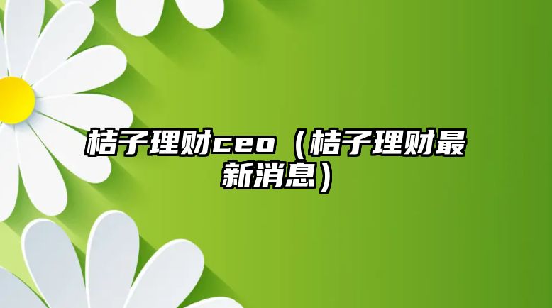 桔子理財(cái)ceo（桔子理財(cái)最新消息）