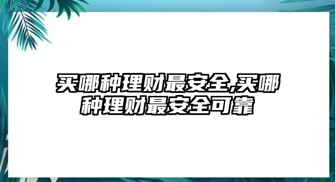 買哪種理財最安全,買哪種理財最安全可靠