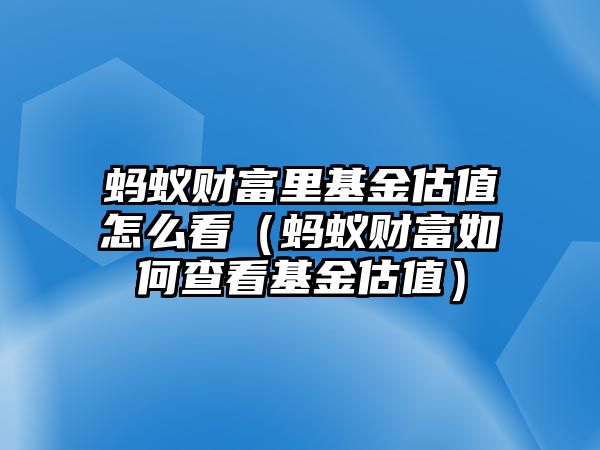 螞蟻財富里基金估值怎么看（螞蟻財富如何查看基金估值）