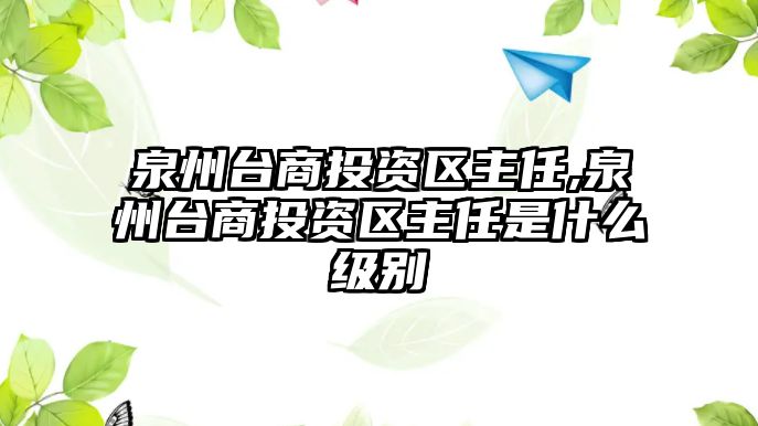 泉州臺(tái)商投資區(qū)主任,泉州臺(tái)商投資區(qū)主任是什么級(jí)別