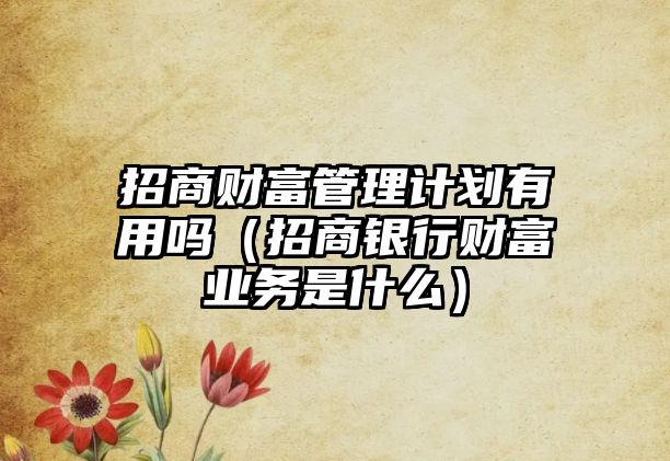 招商財富管理計劃有用嗎（招商銀行財富業(yè)務是什么）