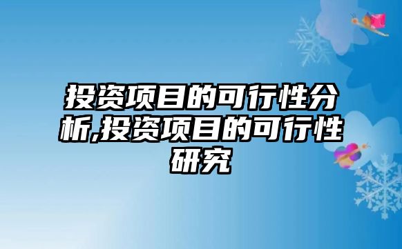 投資項(xiàng)目的可行性分析,投資項(xiàng)目的可行性研究