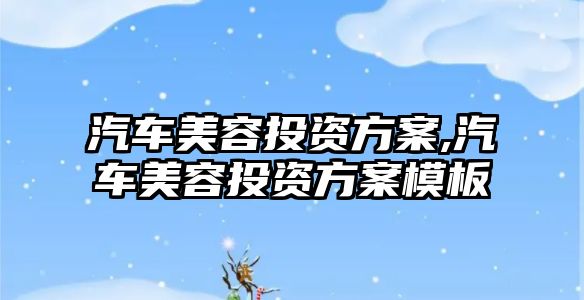 汽車美容投資方案,汽車美容投資方案模板