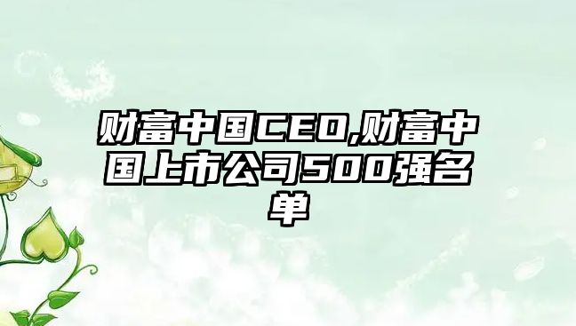 財富中國CEO,財富中國上市公司500強(qiáng)名單