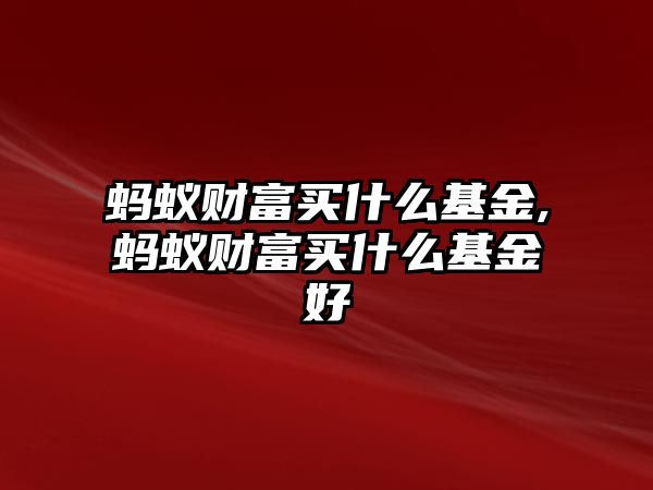 螞蟻財(cái)富買什么基金,螞蟻財(cái)富買什么基金好