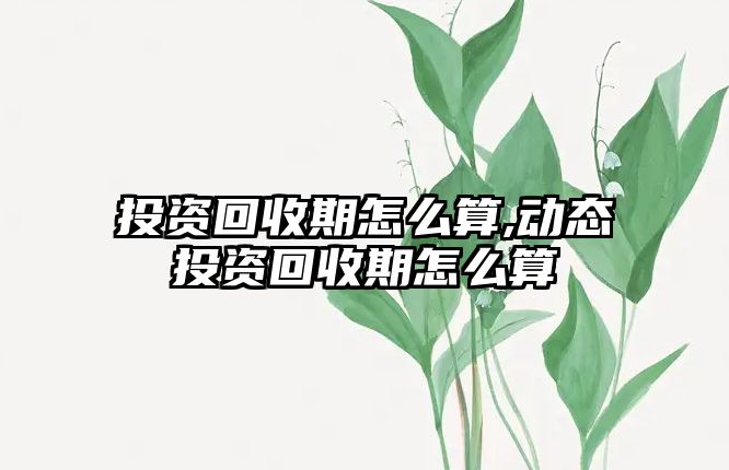 投資回收期怎么算,動(dòng)態(tài)投資回收期怎么算