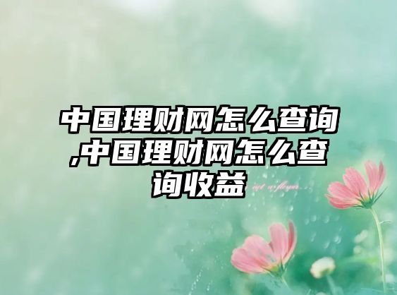 中國理財網(wǎng)怎么查詢,中國理財網(wǎng)怎么查詢收益