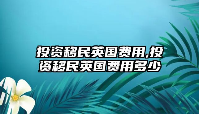 投資移民英國費(fèi)用,投資移民英國費(fèi)用多少