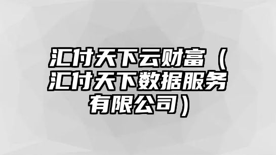 匯付天下云財(cái)富（匯付天下數(shù)據(jù)服務(wù)有限公司）