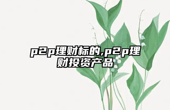 p2p理財(cái)標(biāo)的,p2p理財(cái)投資產(chǎn)品