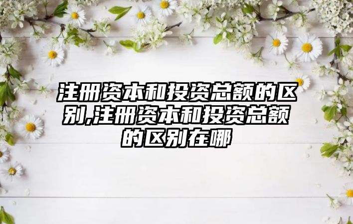 注冊資本和投資總額的區(qū)別,注冊資本和投資總額的區(qū)別在哪