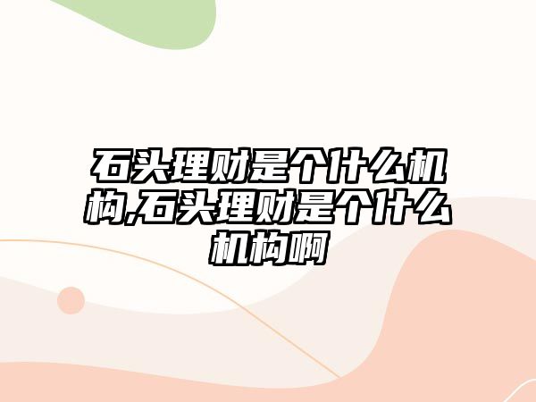 石頭理財是個什么機構(gòu),石頭理財是個什么機構(gòu)啊