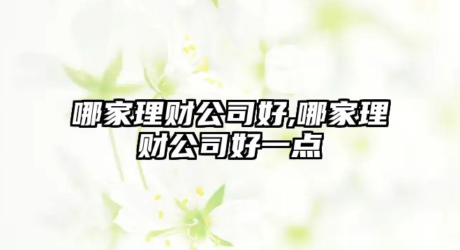 哪家理財公司好,哪家理財公司好一點