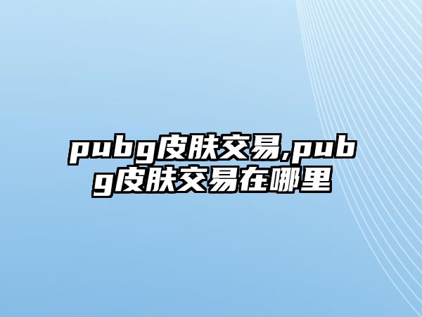 pubg皮膚交易,pubg皮膚交易在哪里