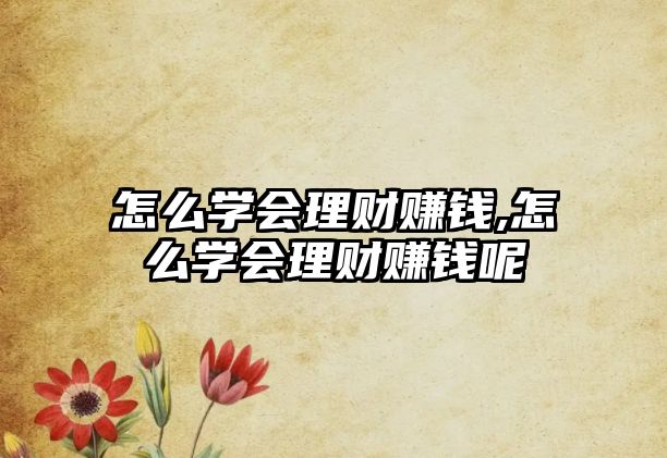 怎么學(xué)會(huì)理財(cái)賺錢,怎么學(xué)會(huì)理財(cái)賺錢呢