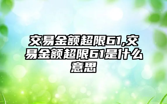 交易金額超限61,交易金額超限61是什么意思