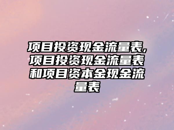 項(xiàng)目投資現(xiàn)金流量表,項(xiàng)目投資現(xiàn)金流量表和項(xiàng)目資本金現(xiàn)金流量表