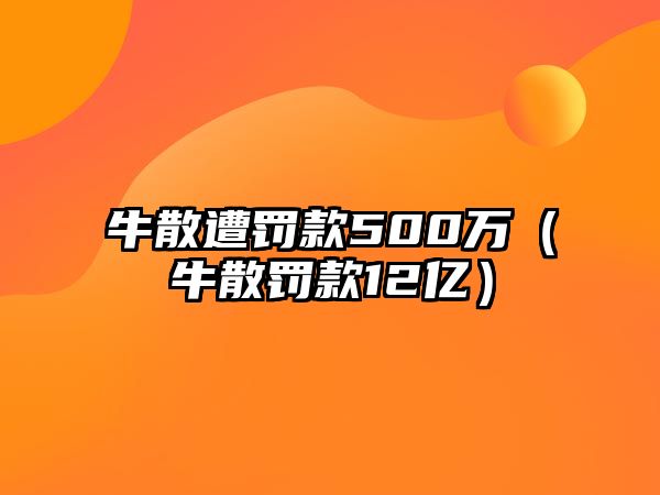 牛散遭罰款500萬（牛散罰款12億）