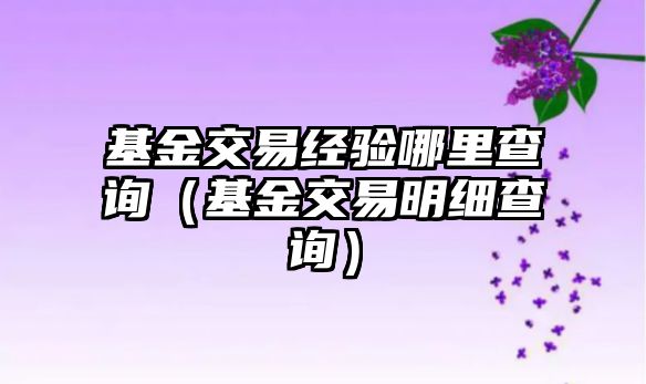 基金交易經(jīng)驗?zāi)睦锊樵儯ɑ鸾灰酌骷毑樵儯? class=