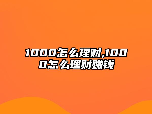 1000怎么理財,1000怎么理財賺錢