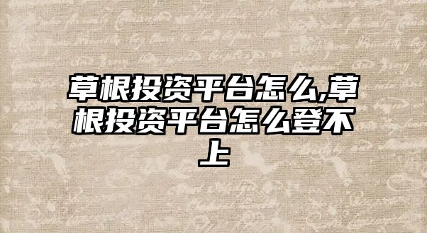 草根投資平臺怎么,草根投資平臺怎么登不上