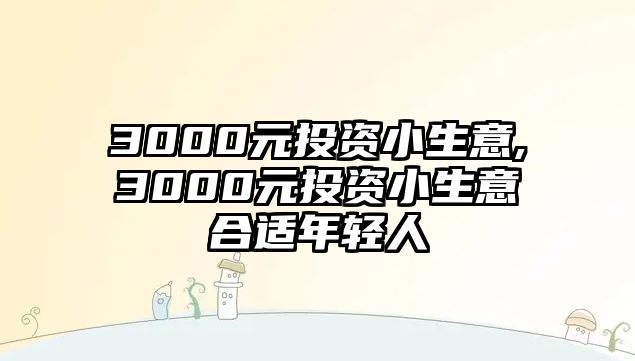 3000元投資小生意,3000元投資小生意合適年輕人