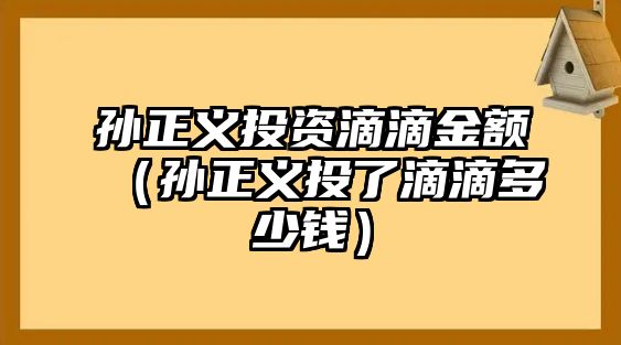 孫正義投資滴滴金額（孫正義投了滴滴多少錢）