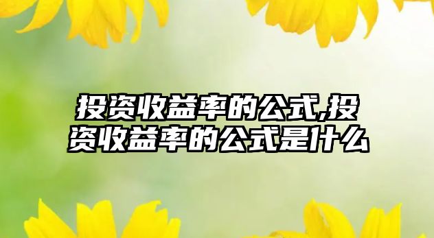 投資收益率的公式,投資收益率的公式是什么