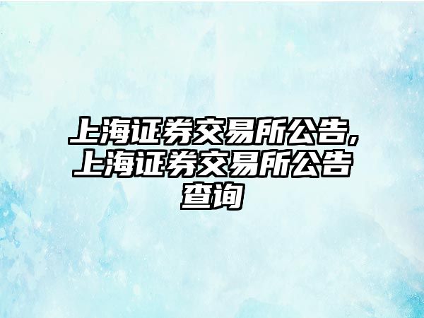 上海證券交易所公告,上海證券交易所公告查詢